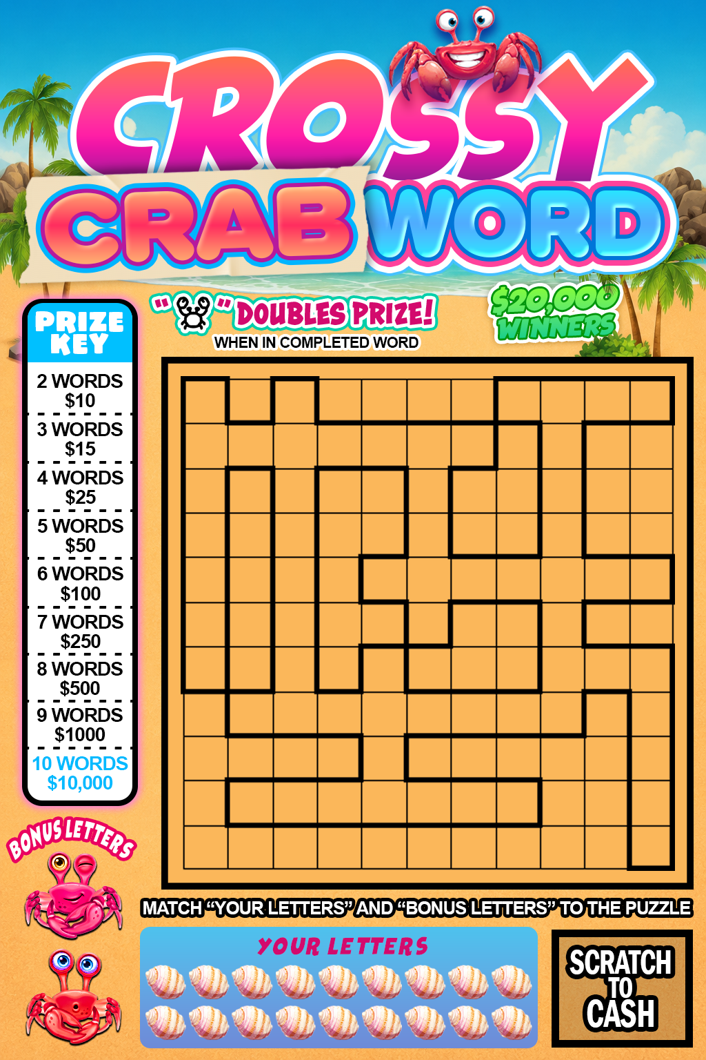 Crossy CrabWord full game screenshot